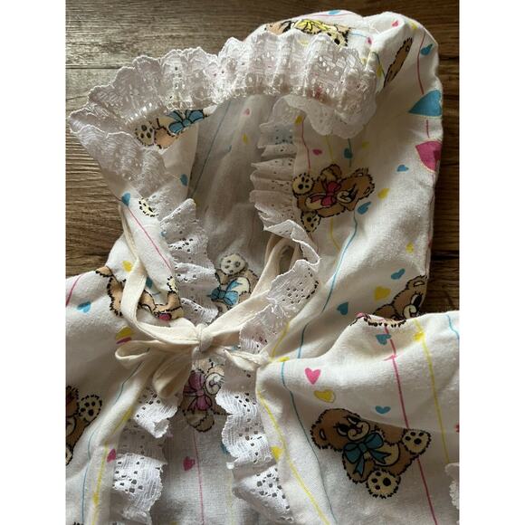 Vintage 80’s Valerie's Of MIAMI Baby Toddler Ruffle Teddy Bear Hooded Vest 3T - Picture 4 of 7